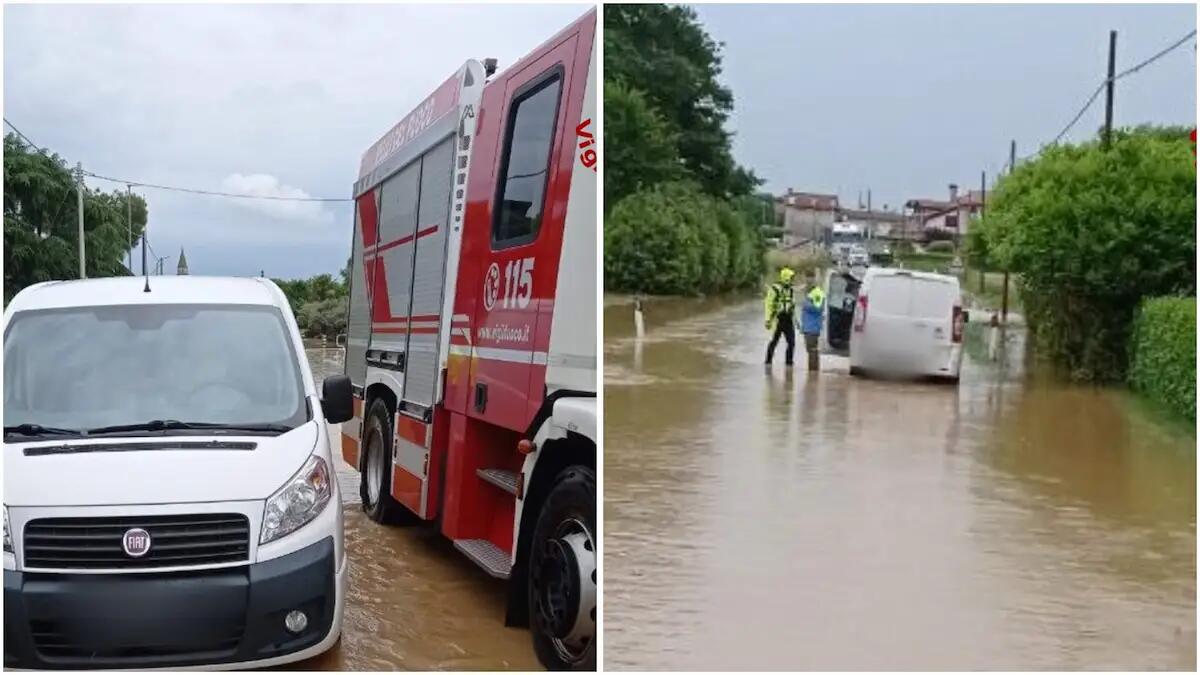 Maltempo a Udine, trenta interventi dei Vigili del fuoco: allagamenti e cittadini bloccati nei veicoli - 