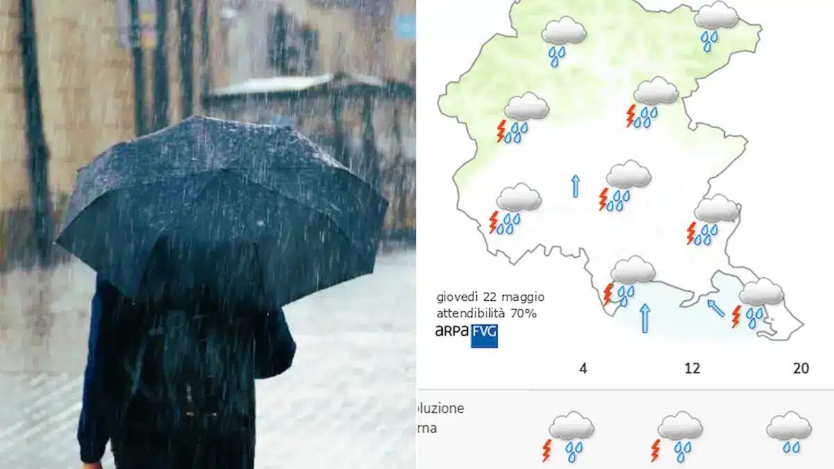 Piogge intense e temporali in arrivo: allerta meteo in Friuli Venezia Giulia. Le zone a rischio - 