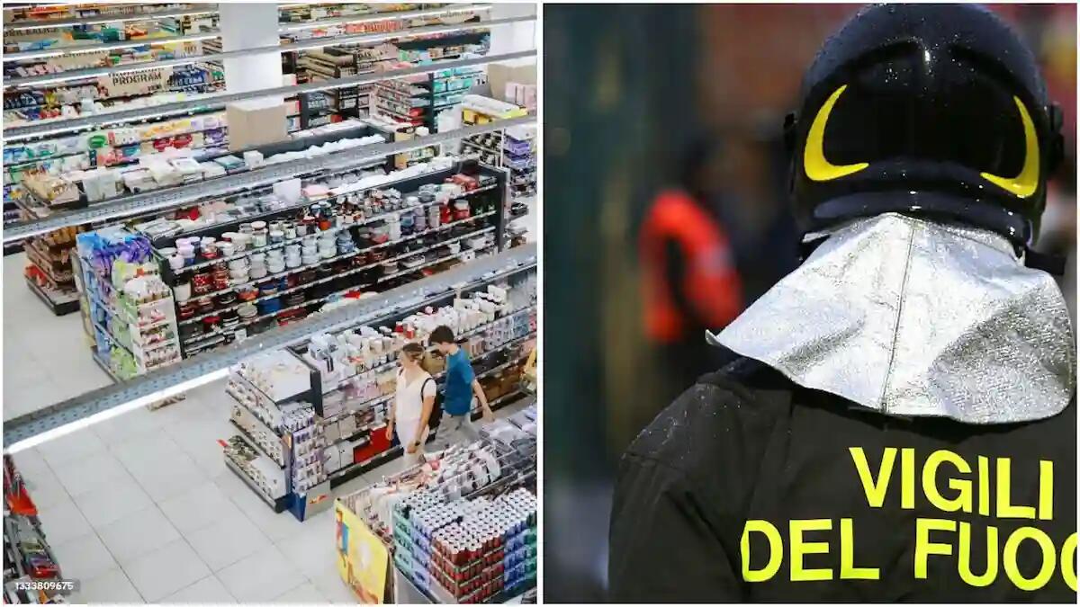 Paura all'Eurospin, fumo nel vano contatori: evacuati i clienti e intervenuti i pompieri per gestire l'incendio - 