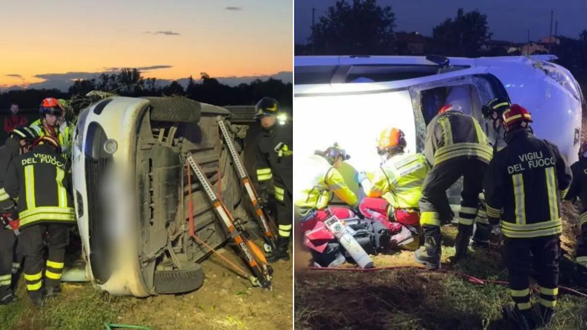 Si ribalta con l'auto e carambola in un campo: tagliato il parabrezza per estrarre il conducente ferito - 