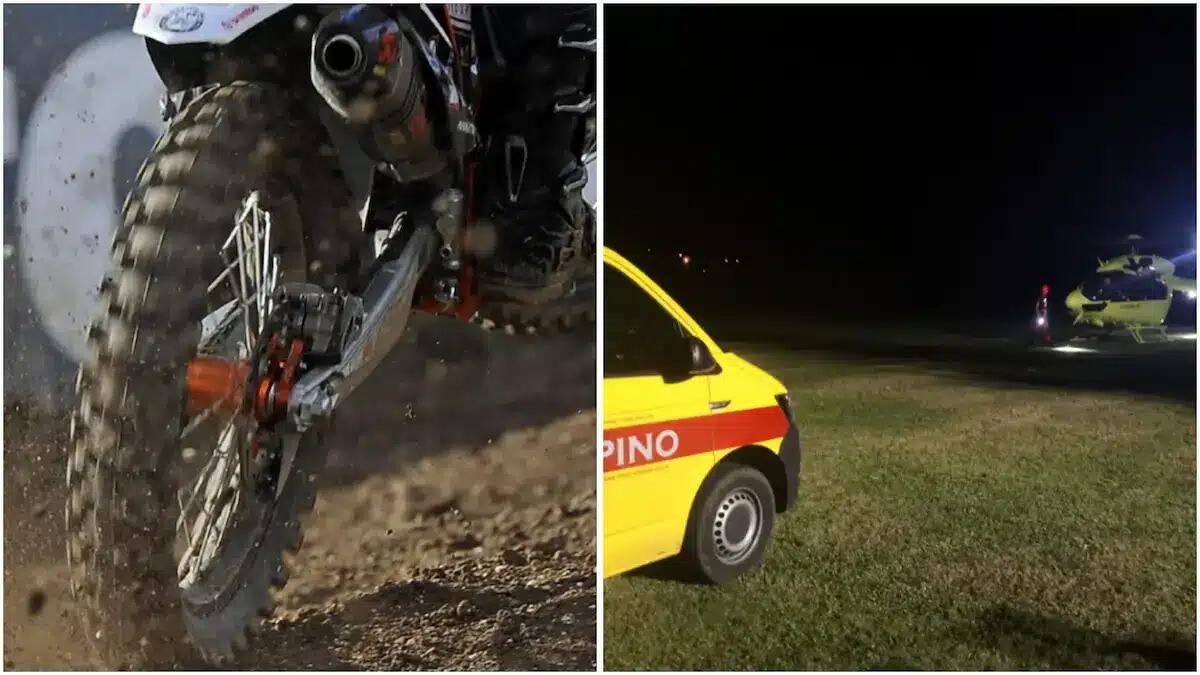 Cade dalla moto da cross durante una discesa: 32enne elitrasportato, possibile frattura alla gamba - 