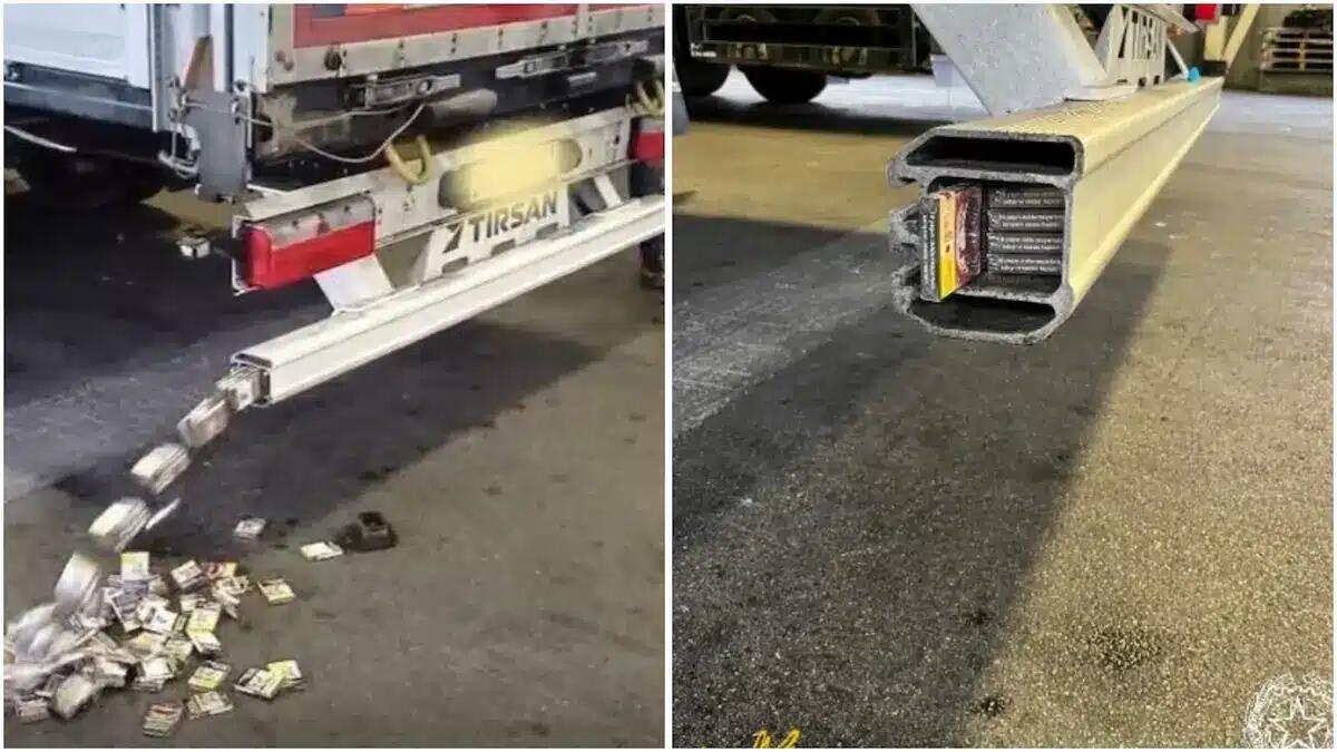 10 kg di sigarette occultate "professionalmente" nei tir, ma il cane Lorgan le fiuta: nascoste nei paraurti - 