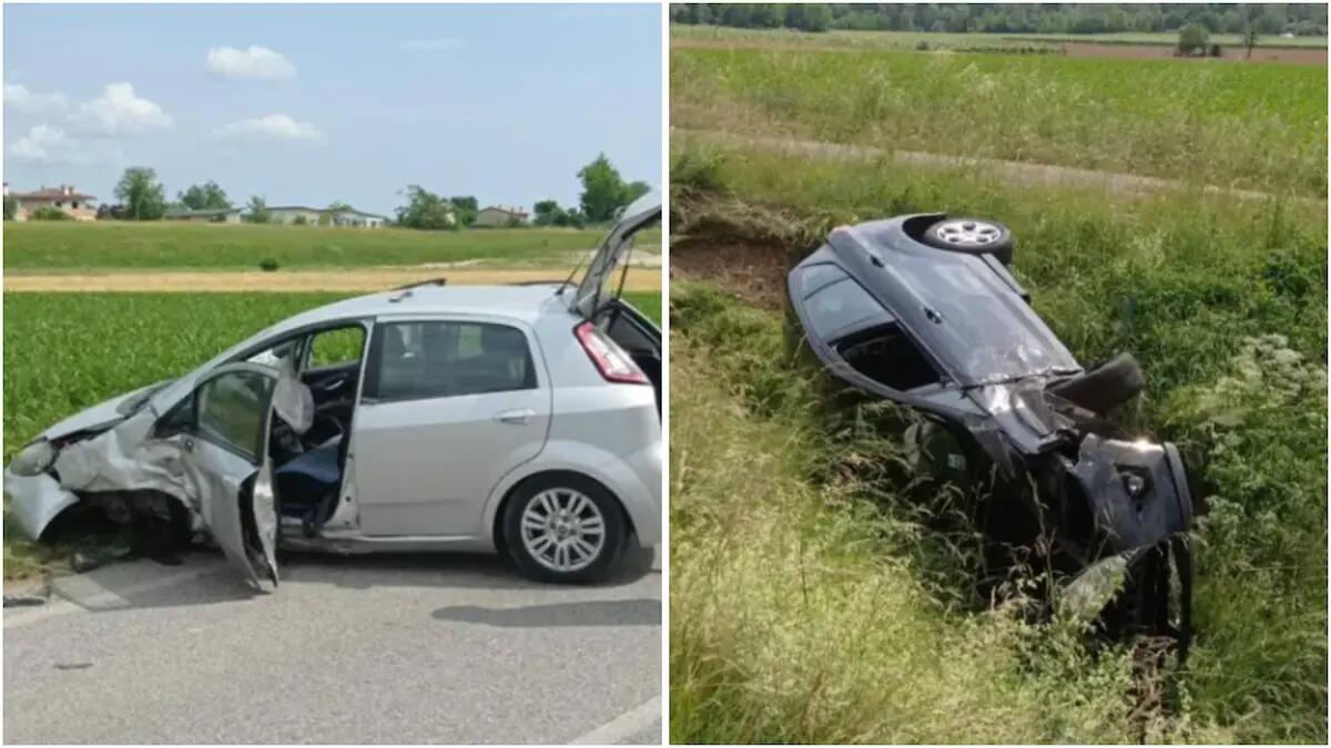 Incidente a Manzano tra due veicoli: 20enne finisce nel fossato con l'auto ribaltata - 