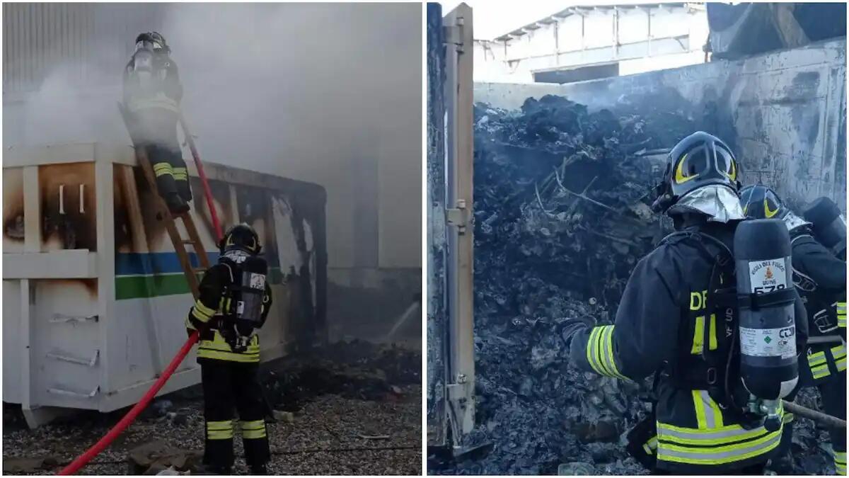 Paura a Martignacco, container prende fuoco: intervento rapido dei Vigili del fuoco - 