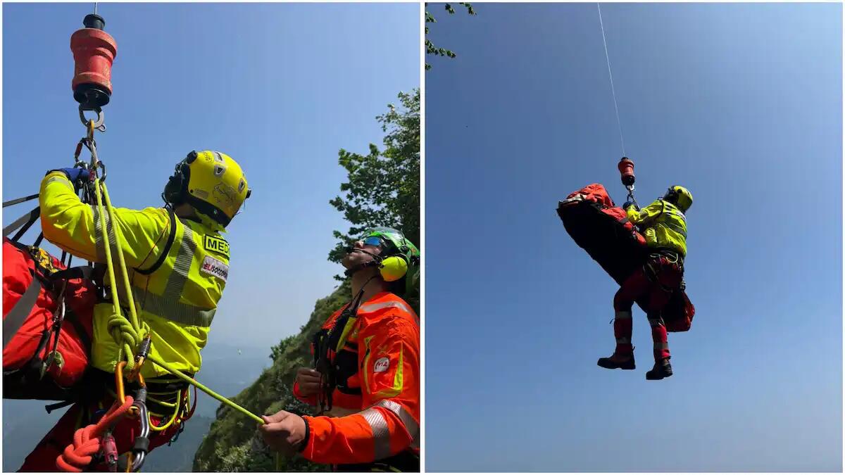 Incidente in parapendio con caduta in un canalone, grave un pilota britannico: soccorso in elicottero -