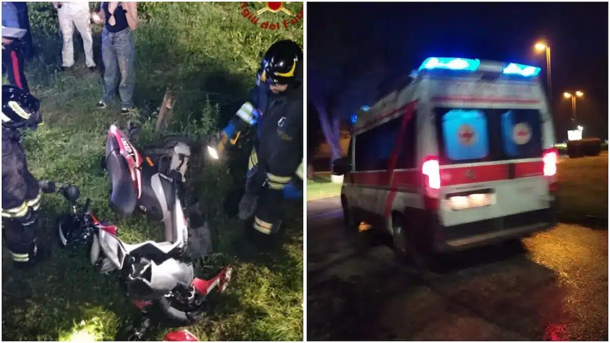 Moto si schianta contro un muro: due giovanissimi scaraventati in un campo, grave il conducente - 