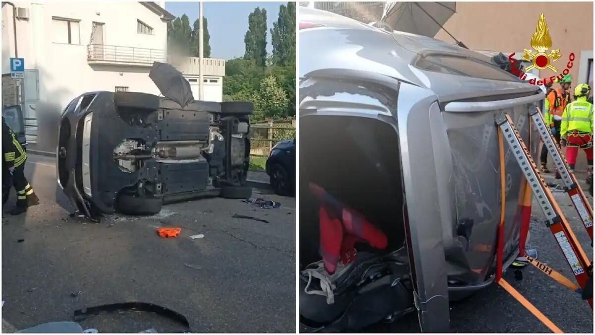 Drammatico incidente a Buttrio, tre auto coinvolte: una si ribalta e l'occupante viene liberato dai pompieri - 