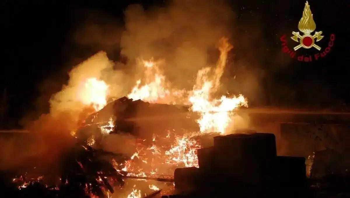 Momenti di paura per un incendio notturno, fumo visibile a distanza: va a fuoco una catasta di legna - 