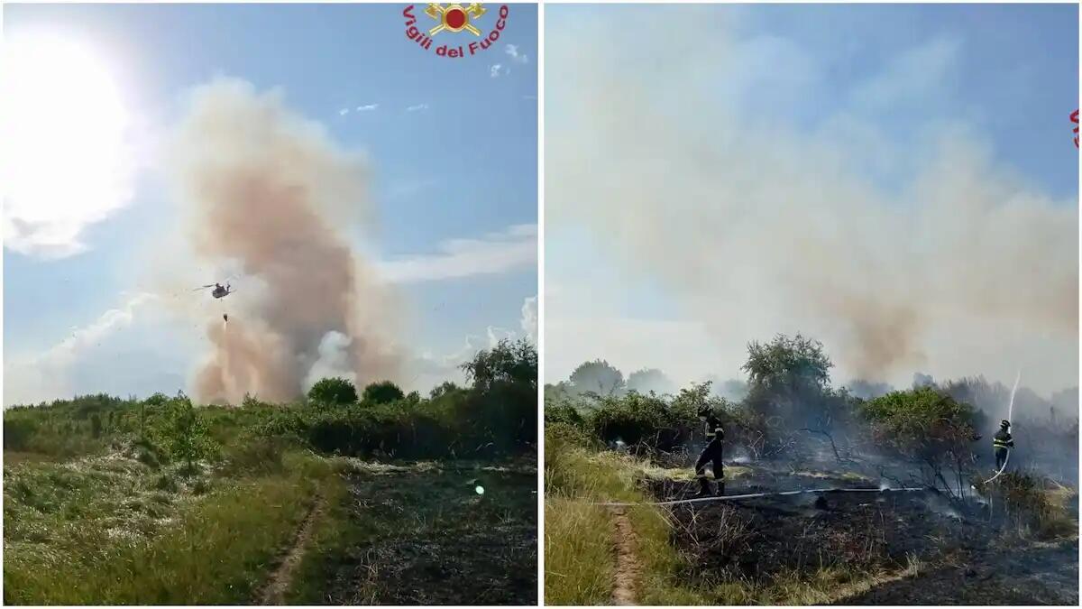Rogo tra Punta Fusina e Isola dei Maltesi, sul posto elicottero e squadre a terra dei Vigili del fuoco - 