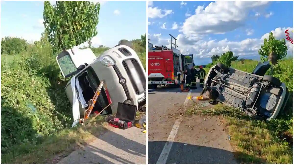 Auto finisce capovolta sul fianco, una donna intrappolata tra le lamiere: intervengono i pompieri -