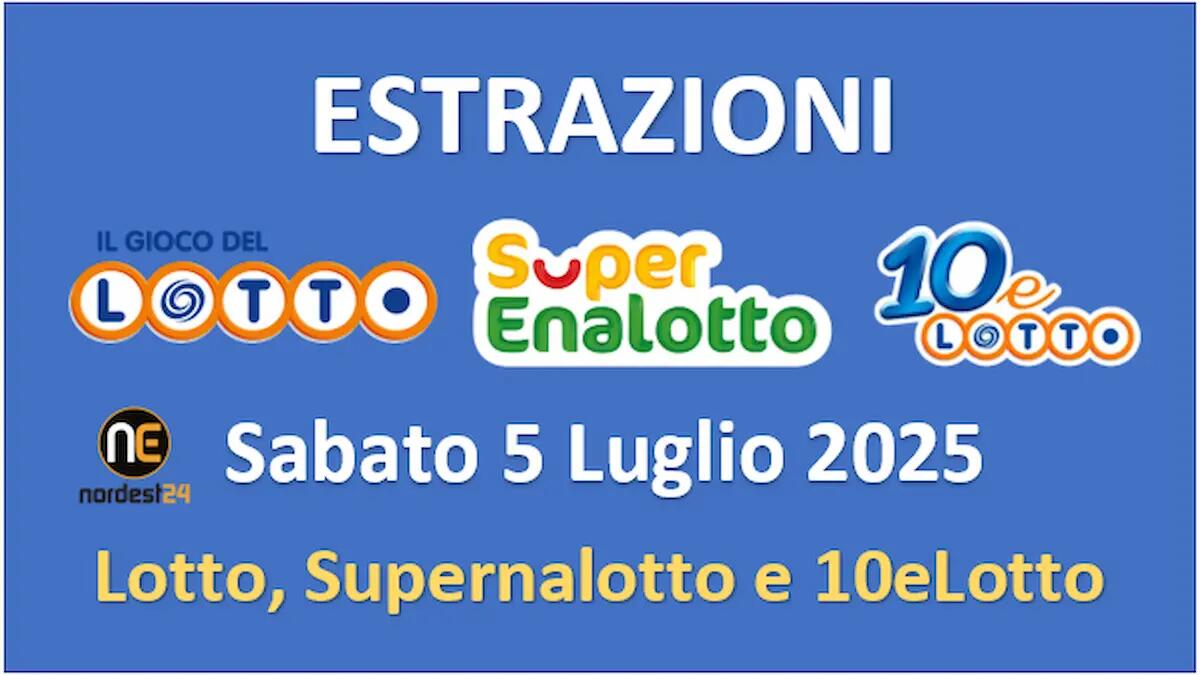 Estrazione Lotto, Superenalotto e 10eLotto di oggi sabato 5 luglio: i numeri estratti -