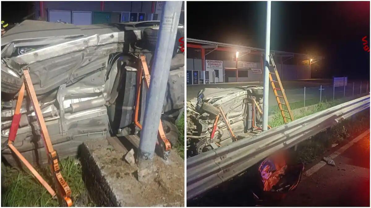Paura nella notte sulla SR 53, auto si ribalta sul fianco: due feriti estratti dal tetto dell'abitacolo - 