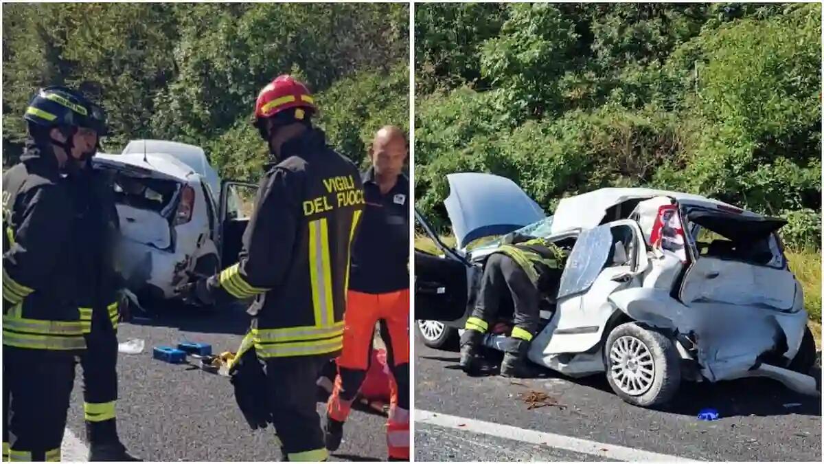 Incidente sul Raccordo Autostradale 13, tre veicoli coinvolti: due feriti bloccati nell'abitacolo -