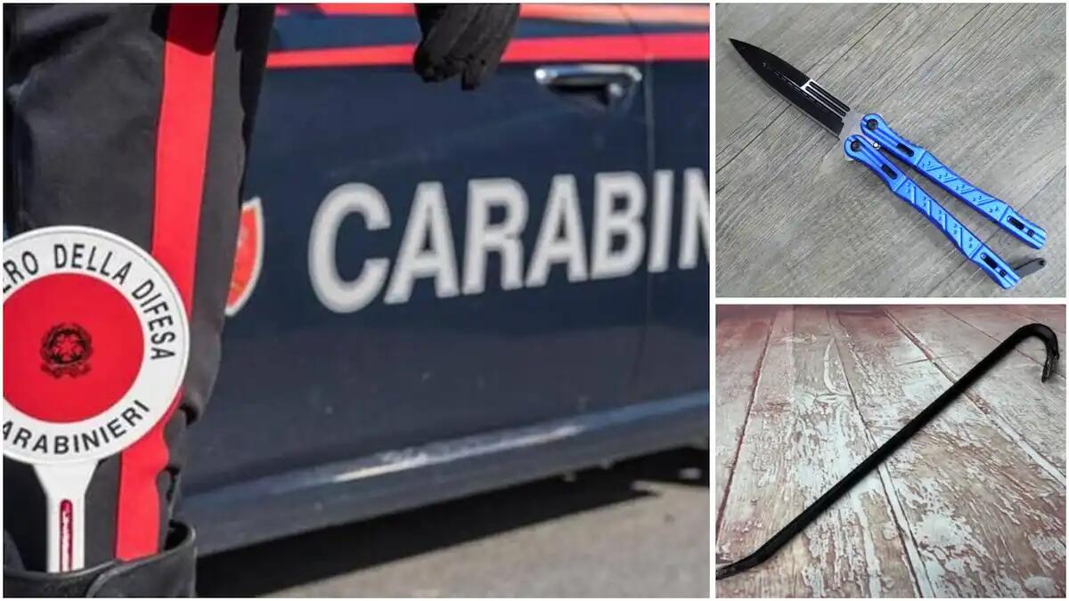 Due uomini trovati in possesso di un coltello 22 cm e di un piede di porco: denunciati e armi sequestrate - 