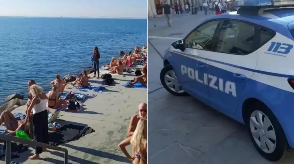 Ruba cellulare a un bagnante a Barcola e fugge in costume: fermato mentre frugava in un cassonetto - 