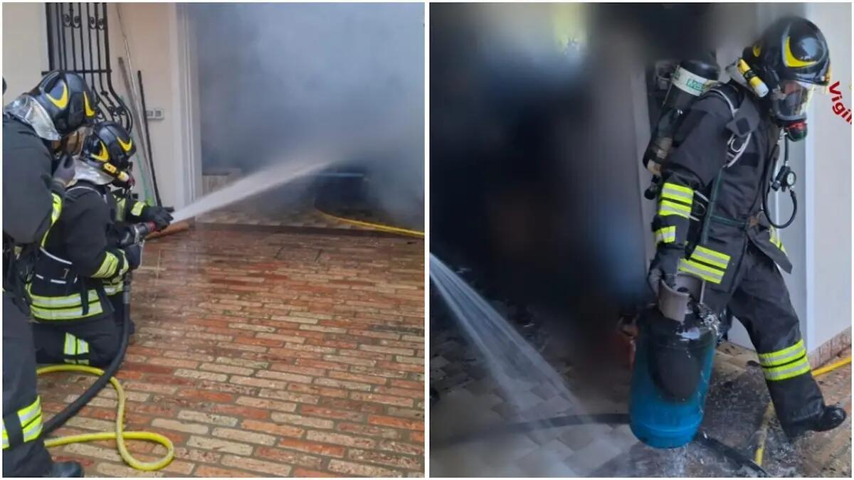 Fiamme in una autorimessa adiacente a un'abitazione, danneggiata un'auto: domato il rogo, salva la casa -