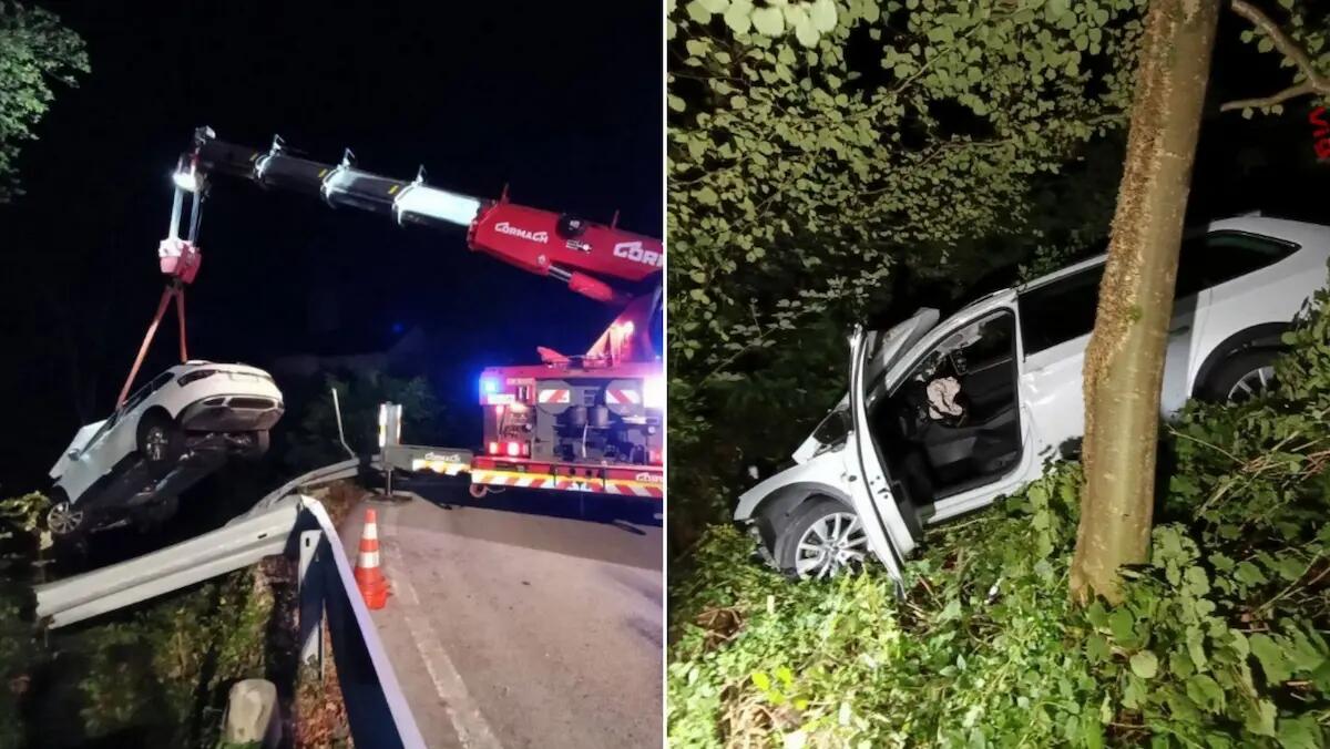 Piomba con l'auto contro il guardrail e precipita sotto la sede stradale: miracolato il conducente - 