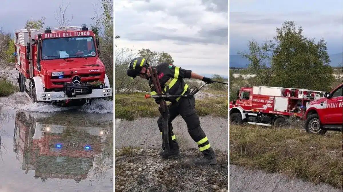 Montereale Valcellina, incendio sui Magredi: oltre 10.000 mq di sterpaglie in fiamme -