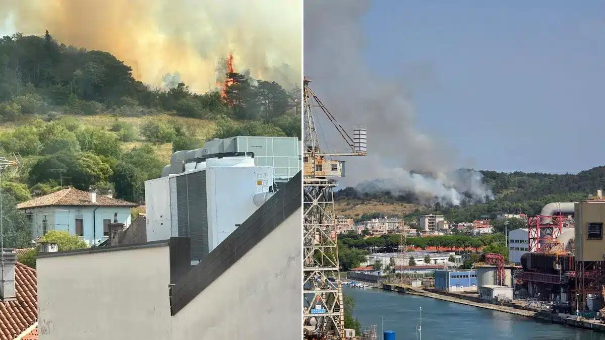 Monfalcone, incendio ai piedi della Rocca: aria irrespirabile e paura per le abitazioni - 