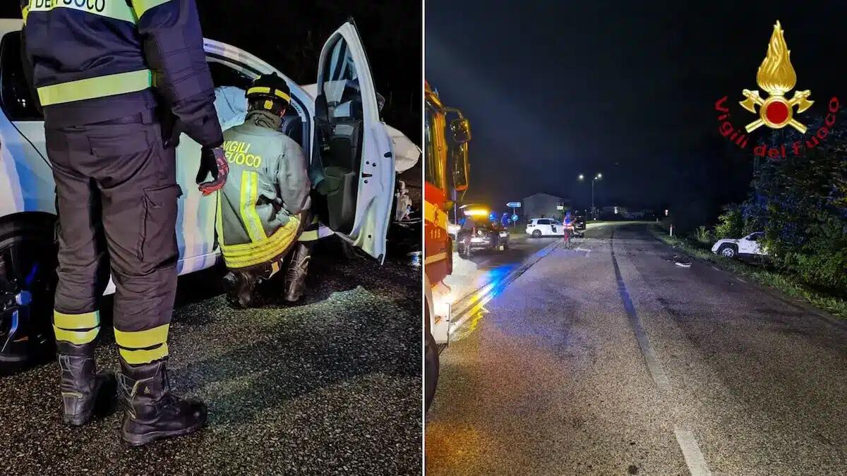 Castelfranco Veneto, violento scontro tra auto nella notte: una ragazza in ospedale -