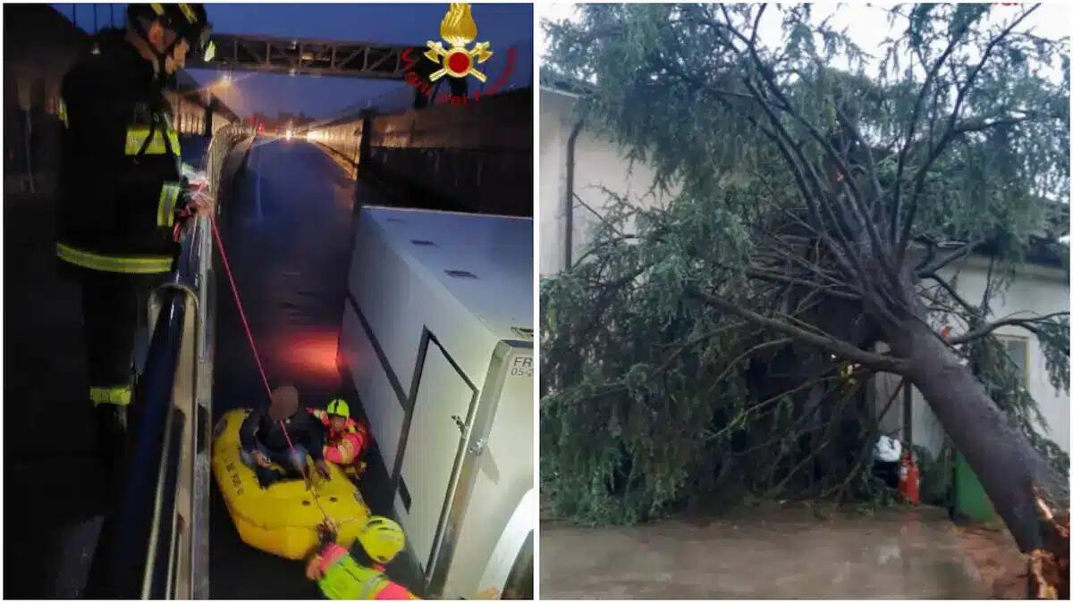 Nubifragi e allagamenti: albero precipita su casa e autista intrappolato. Cosa è successo | FOTO - VIDEO - 