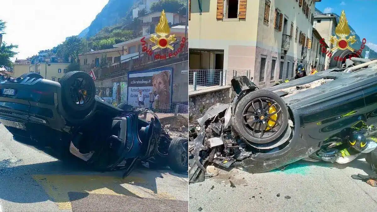 Longarone, paura in centro: Suv vola contro un muro, centra le auto parcheggiate e si ribalta | FOTO -