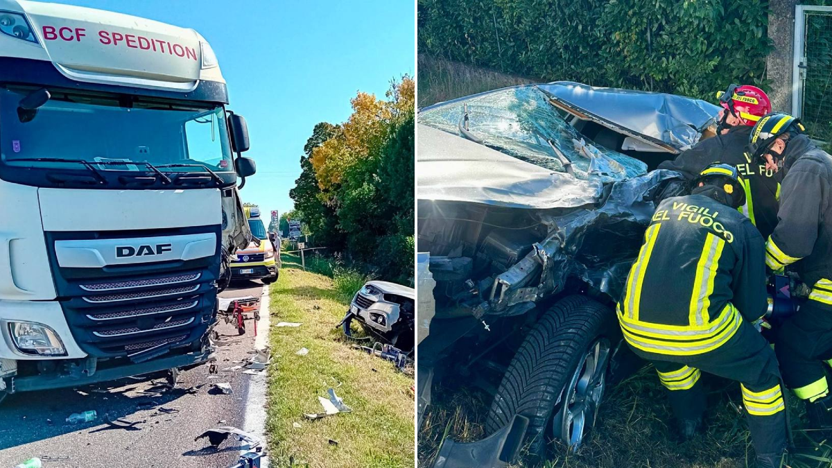 Incidente a Fossalta di Portogruaro, scontro tra auto e mezzo pesante sulla SS14: un ferito - 
