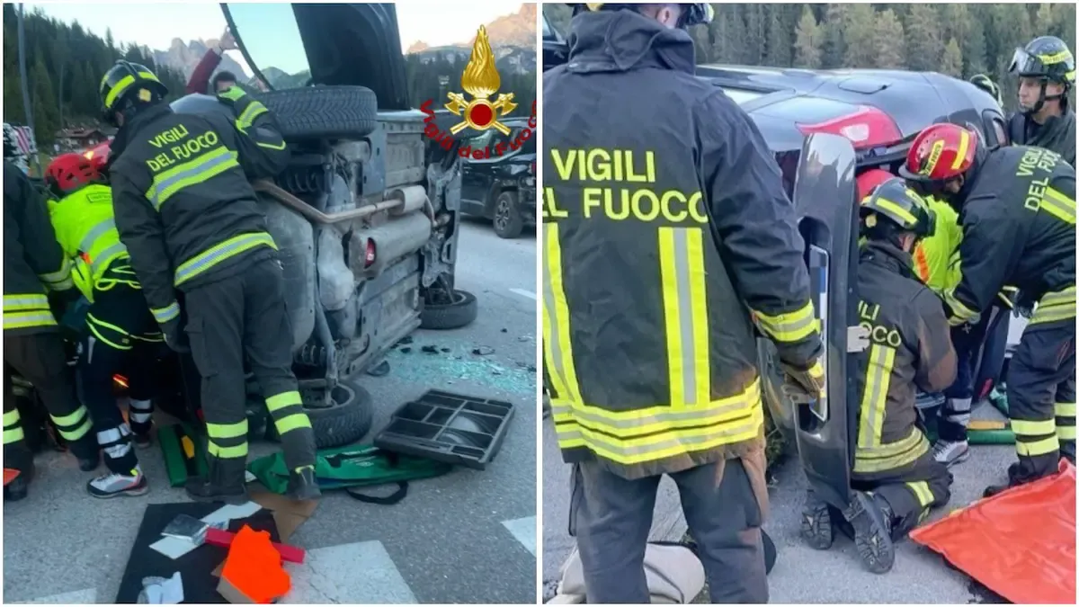 Violento incidente tra due auto: un veicolo si ribalta, conducente rimane intrappolato all’interno | FOTO - 