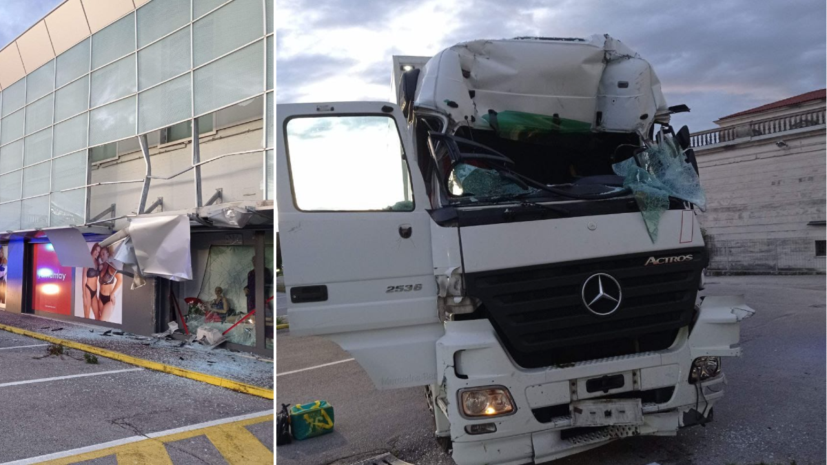Camion frigo fuori controllo piomba contro il negozio Arteni a Tavagnacco - 
