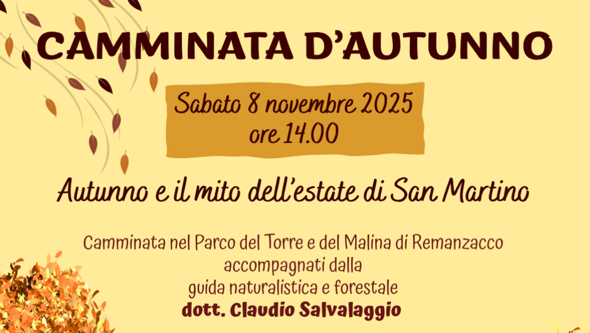 Remanzacco, l’8 novembre la “Camminata d’autunno” tra colori e racconti nel Parco del Torre e del Malina - 