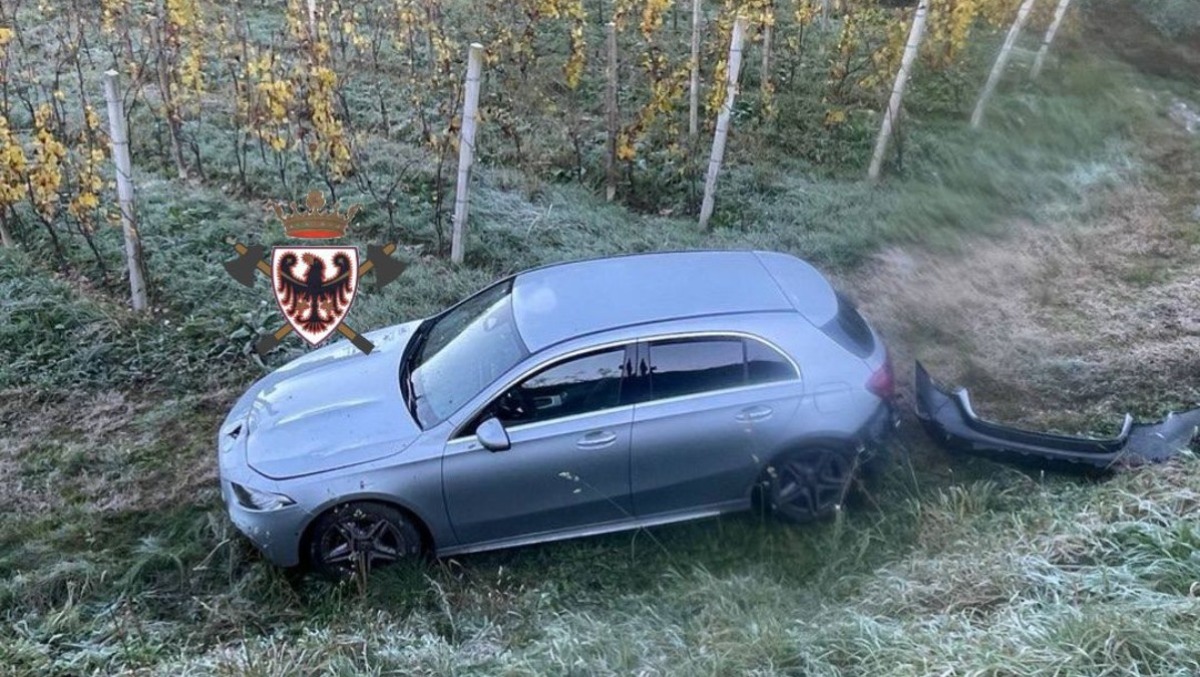 Auto esce di strada e finisce nel vigneto: conducente illeso, gravi danni alla Mercedes - 