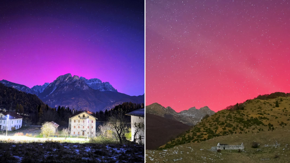 Aurora boreale durante la tempesta solare geomagnetica anche a Nordest - 