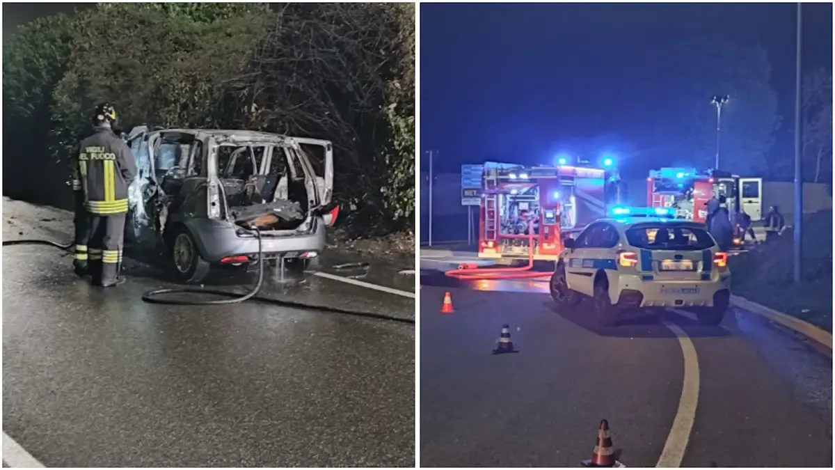 Serata di paura a Udine: auto in marcia prende fuoco e viene distrutta dalle fiamme | FOTO - 