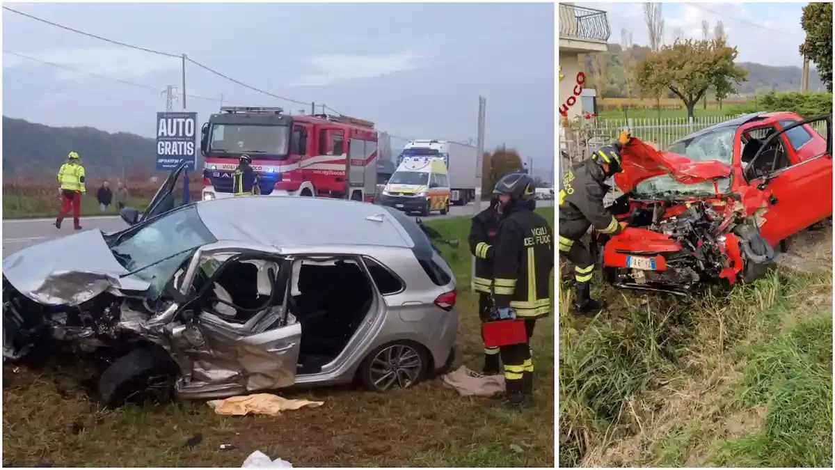 Frontale tra due auto: due ragazzi intrappolati nelle lamiere, veicoli sbalzati fuori strada - 