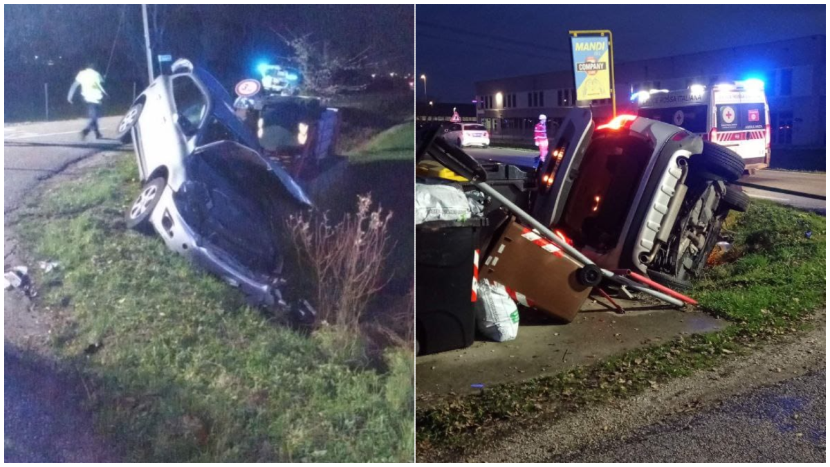 Bassa friulana, schianto all’incrocio: auto si ribalta, due uomini in ospedale - 