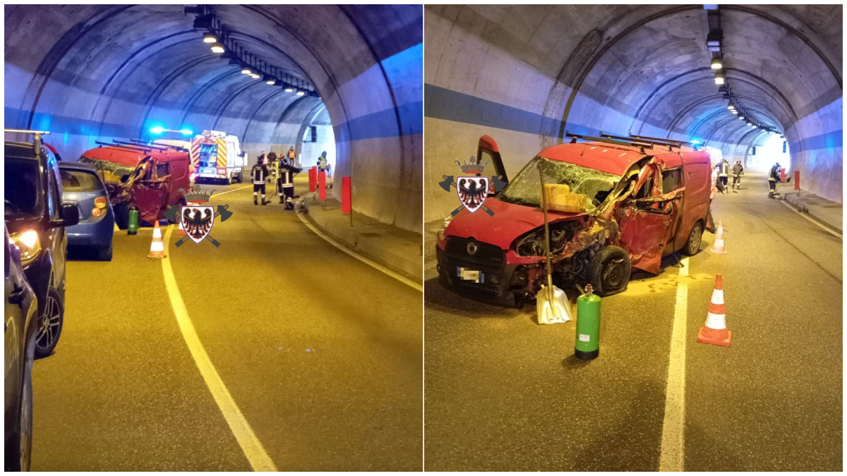 Schianto in galleria:  furgoncino e camion coinvolti, un ferito - 