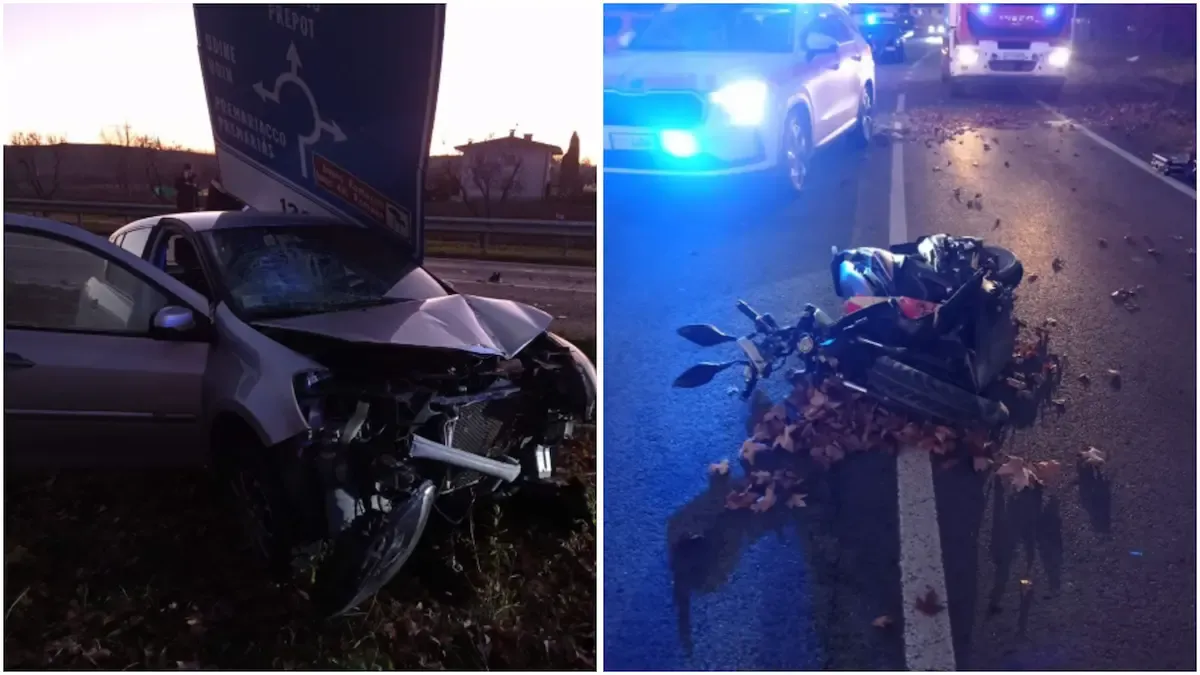 Incidente tra auto e moto a Premariacco: morto un uomo. Chi è la vittima | FOTO  - Le immagini dell'incidente