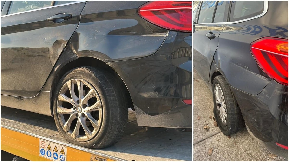 Provoca un incidente in autostrada e fugge a piedi, papà Stefano a Nordest24: «A bordo i miei 4 bimbi» - I danni all'auto causati dal tamponamento