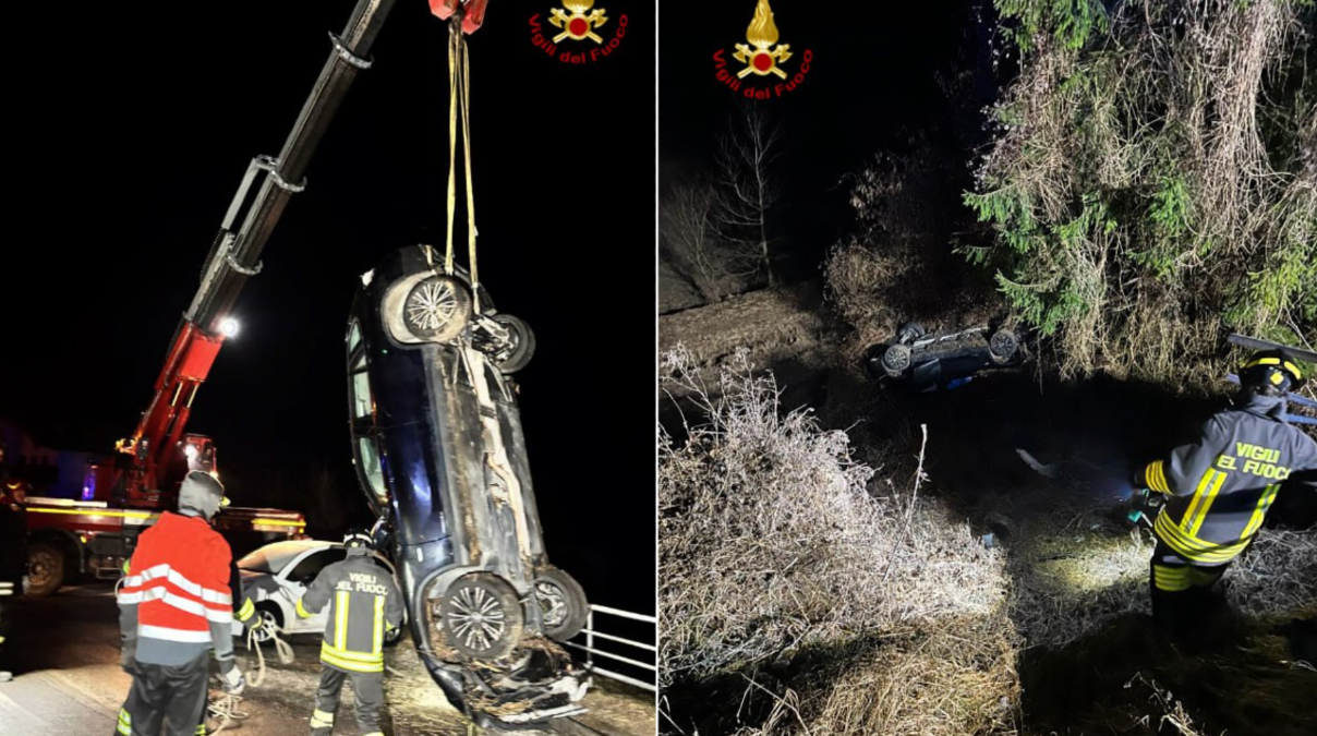 Sbanda e piomba giù da un pendio: auto ruote all'aria, conducente ferito - 