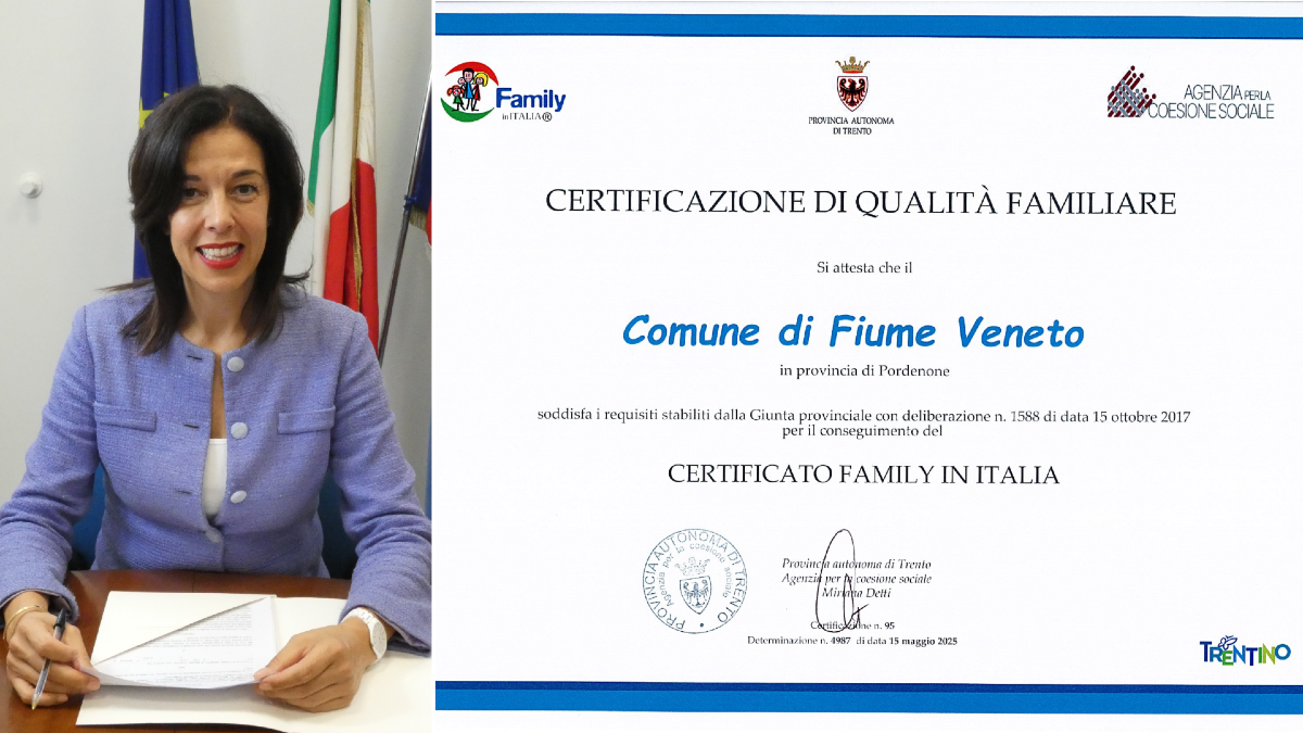 Fiume Veneto ottiene la certificazione “Comune Amico della Famiglia” - 