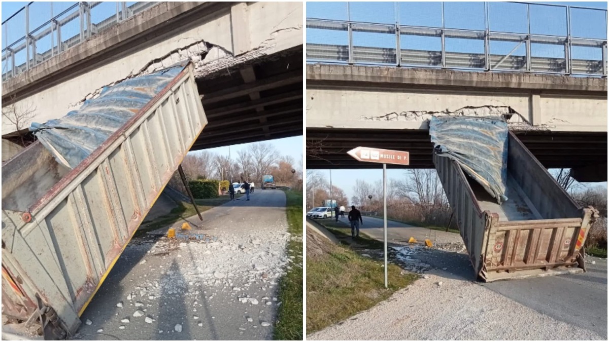 Mezzo pesante finisce contro il ponte: chiusa la strada | FOTO - Il danneggiamento del ponte
