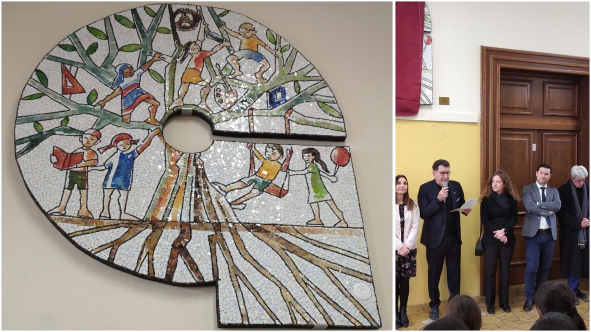 Pordenone celebra i 100 anni della Gabelli: ecco il grande mosaico della scuola inaugurato - 