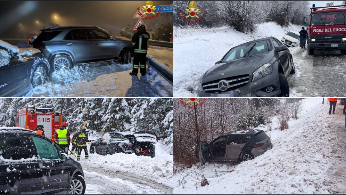 Nevicate a Nordest, decine di auto e pullman bloccati senza catene | FOTO - 