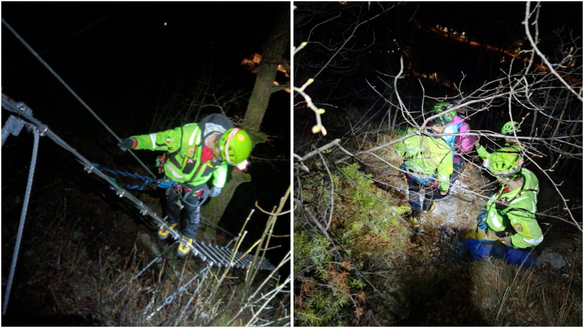 «Non riesco più a proseguire»: appesa a un cavo con il vuoto sotto di sé, chiama il 118 - Le immagini dei soccorsi
