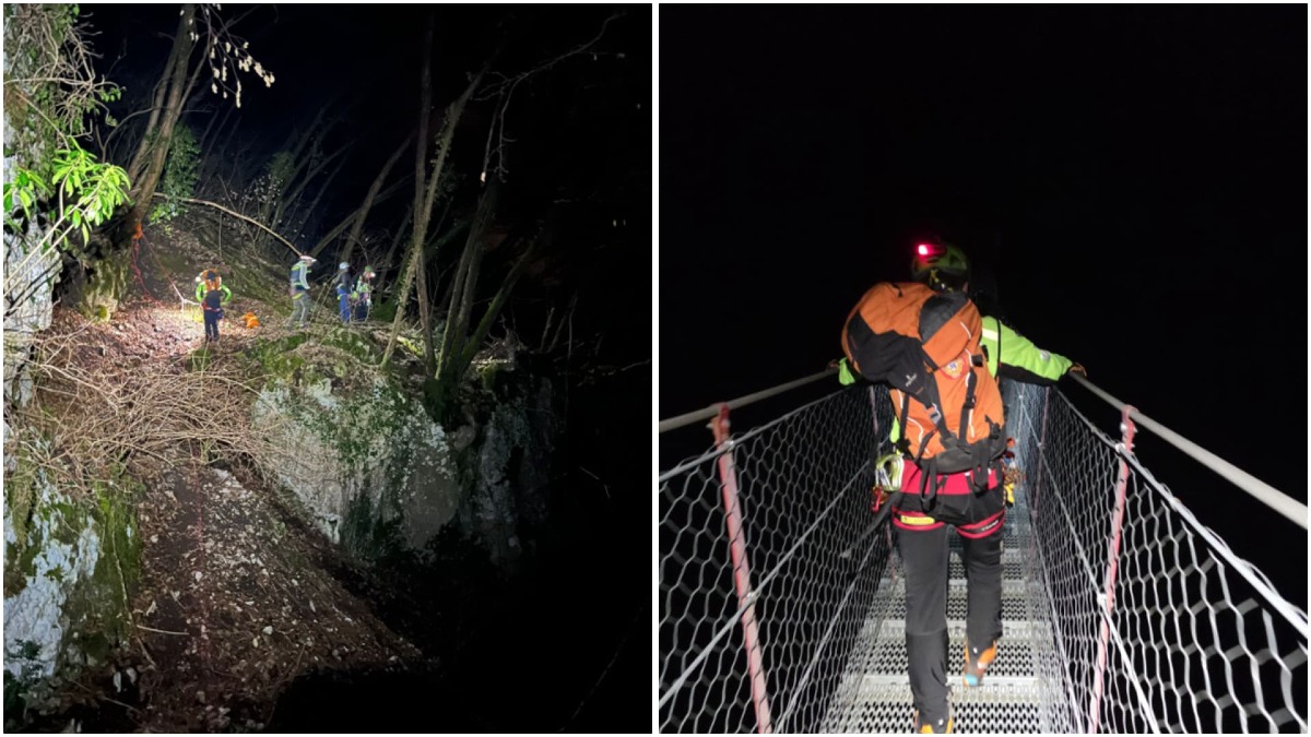 Fuori sentiero e in bilico su un salto di roccia: serata di paura per due giovani - Le immagini dei soccorsi