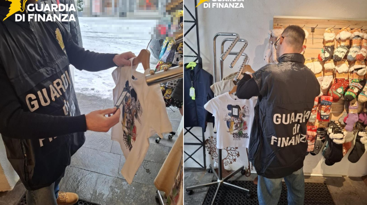 Abbigliamento "Milano-Cortina 2026" contraffatto : sequestrate 204 magliette