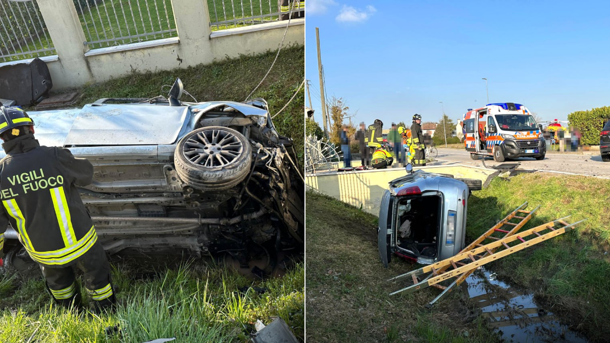 Tremendo scontro tra due auto, una finisce nel fossato: 3 persone ferite | FOTO - 