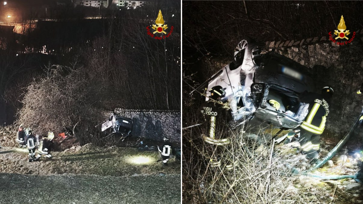 Auto finisce nel dirupo dopo un volo di 40 metri - 