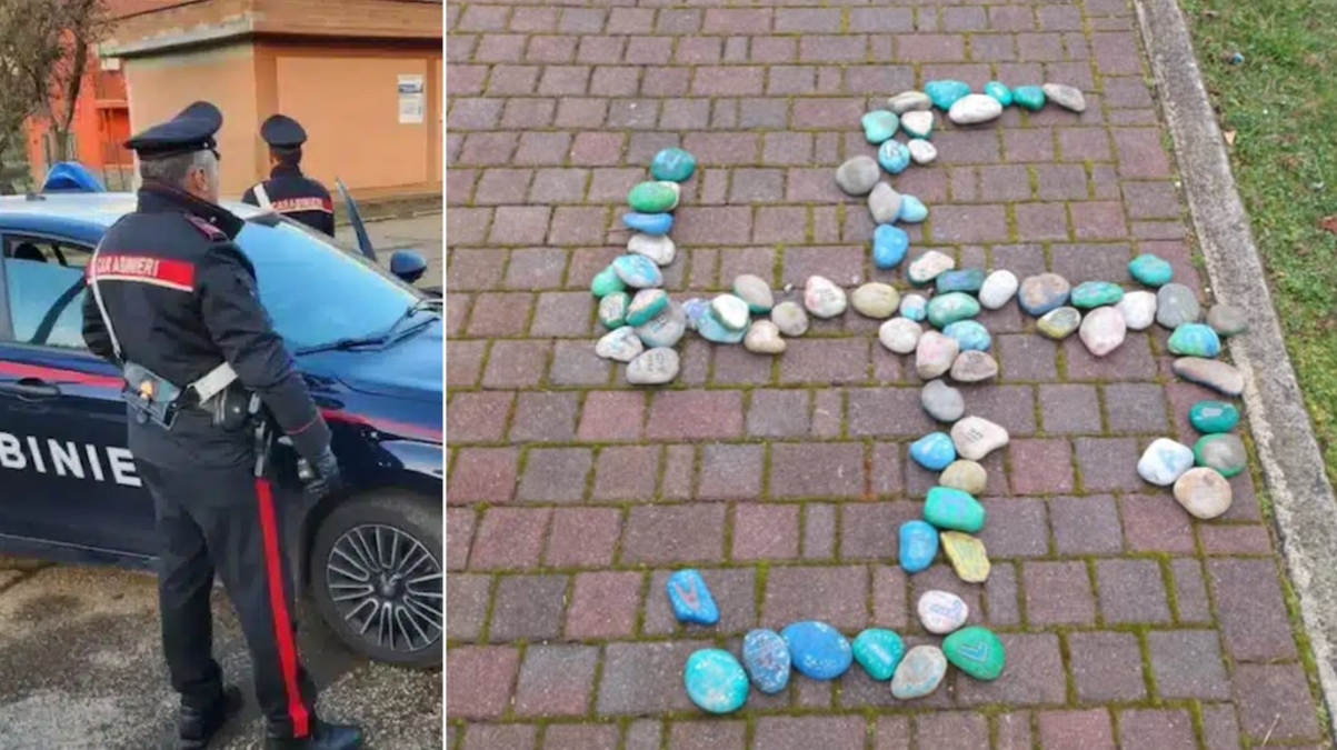 Orrore all'oratorio, disegnata svastica con i sassi colorati dai bambini - Associazione "Noi oratorio Arco"