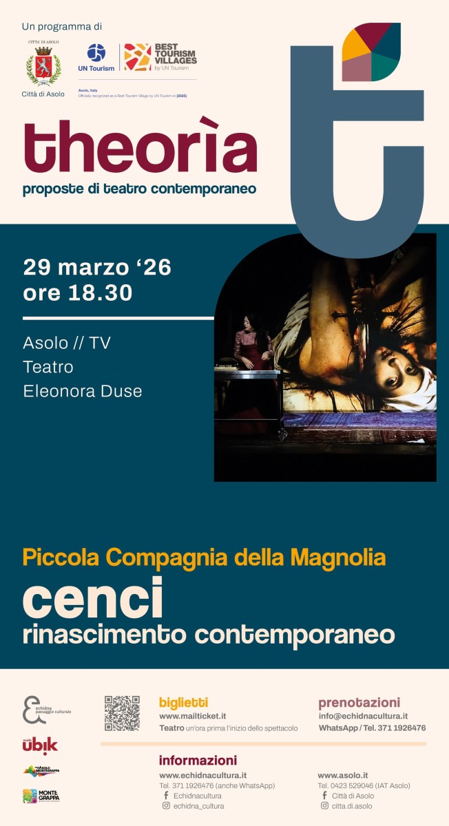 "CENCI - RINASCIMENTO CONTEMPORANEO" AL TEATRO DUSE DI ASOLO - domenica 29 marzo per THEORìA - proposte di teatro contemporaneo